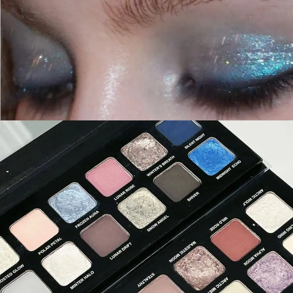12 Colors Metallic Eyeshadow Palette Pearl Matte Sparkling Shimmer Blue Eye Shadow Highlighter Brighten Glitter Halloween Makeup — image 4