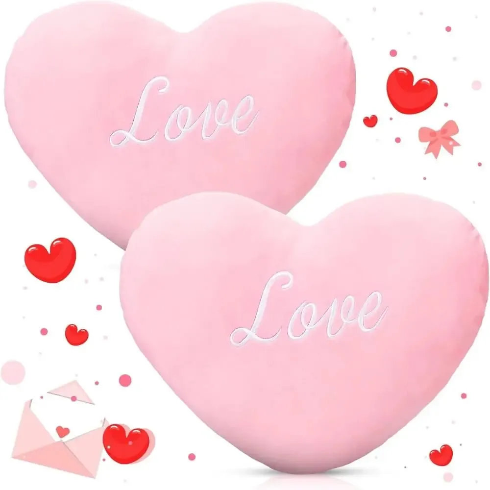New Heart Shape Heart Plush Pillow Pink Color Valentines gift Soft Pillow Red Color Stuffed Pillow Home Decorative — image 2