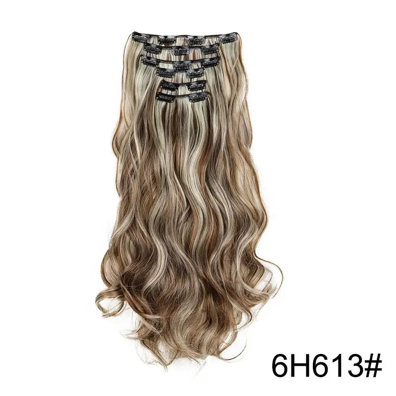 22Inch Synthetic 6pcs/set Long Curly Hair Extension Thick Soft Hairpiece for Short Hairline Coverage for Women Daily Use — image 16