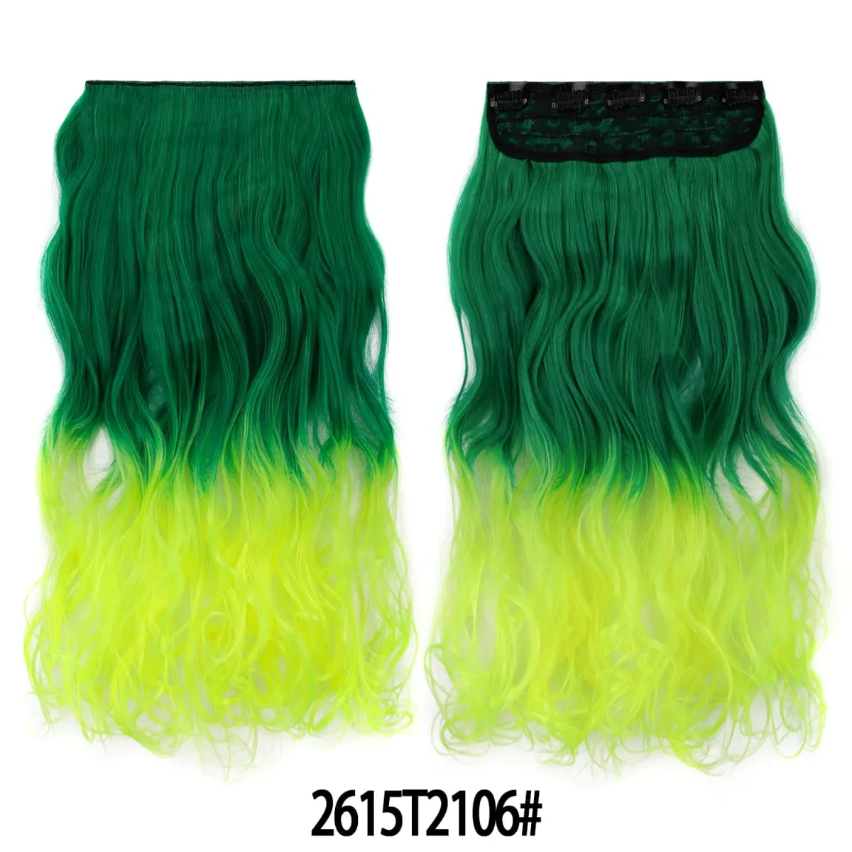 Jeedou uma peça 5 clipes ondulado ombre clipe em extensões de cabelo longo onda de água cabelo encaracolado sintético pedaço arco-íris colorido cabelo — image 34