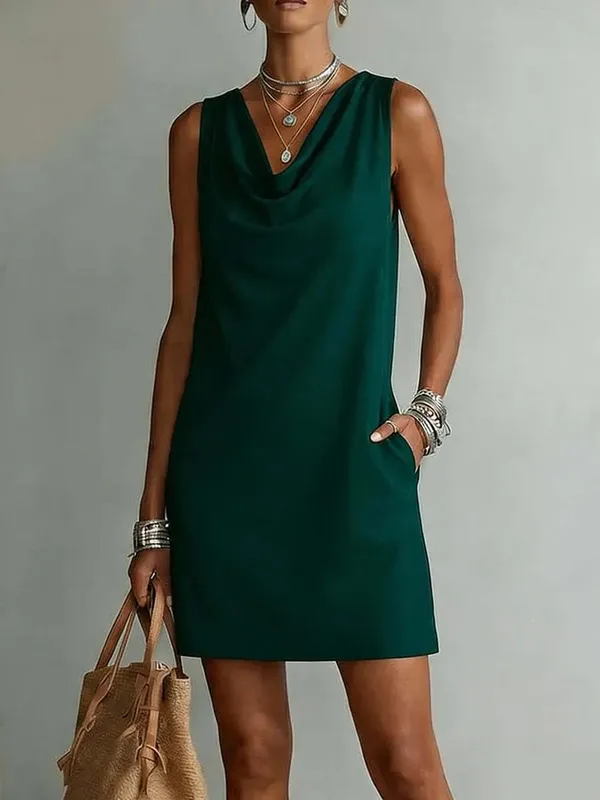2026 Sundress Sexy Sleeveless Mini Dress Women Summer O-Neck Pockets Short Dresses For Women Elegant Beach Holiday Dress Boho — image 15