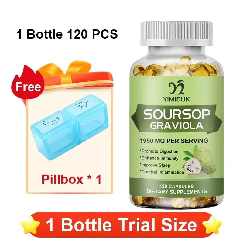 Sinusuportahan ng Soursop Graviola 1950mg Capsules ang Healthy Immune System Digestion Mas mahusay na pagtulog at Natural na Antioxidant Activity — image 11