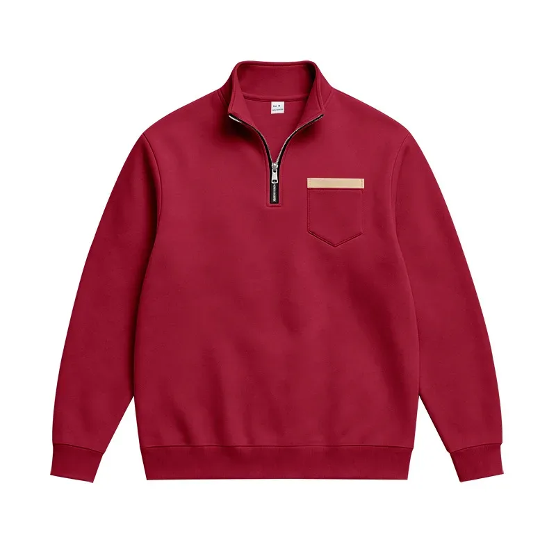 Mga Lalaki 2026 Autumn Winter Hot Item Fleece Lined Stand Collar Loose Vintage Sweatshirt Casual Commuter Fashion Lalaki Pang-araw-araw na Panlabas na Kasuotan — image 6