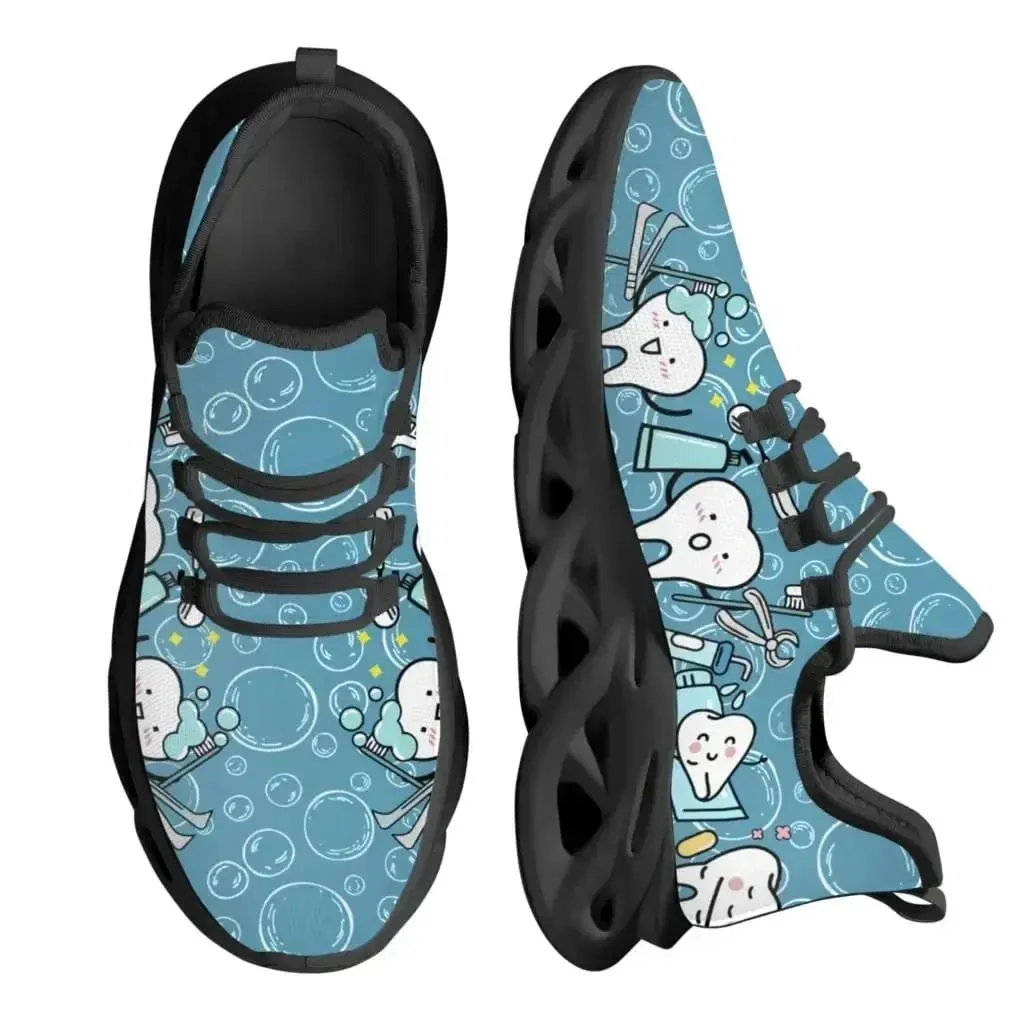 Casual Women's Dental Shoes Funny Teeth Dentist Design Flats Lace-up Sneakers Spring Breathable Beach Walking Shoe New Fashion — image 9