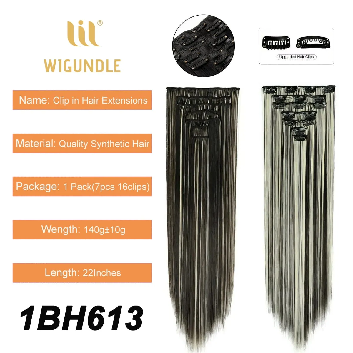 Clips In Hair Extension Long Straight Hair Pieces Clip In Hair Extension 22inches 7pcs/set Synthetic Fake Hair Pieces for Women