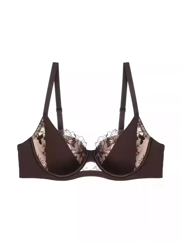 Conjunto de Lingerie Renda Bordada Sexy Para Mulheres Sutiã Minimizador Arame Macio Anti Flacidez Confortável Uso Diário