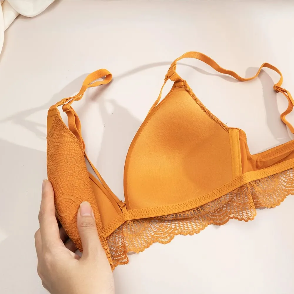 Women Wireless Lace Bra Briefs Set Adjustable Thin Straps Soft Breathable Daily Lingerie Suit 3 Colors Available — image 4