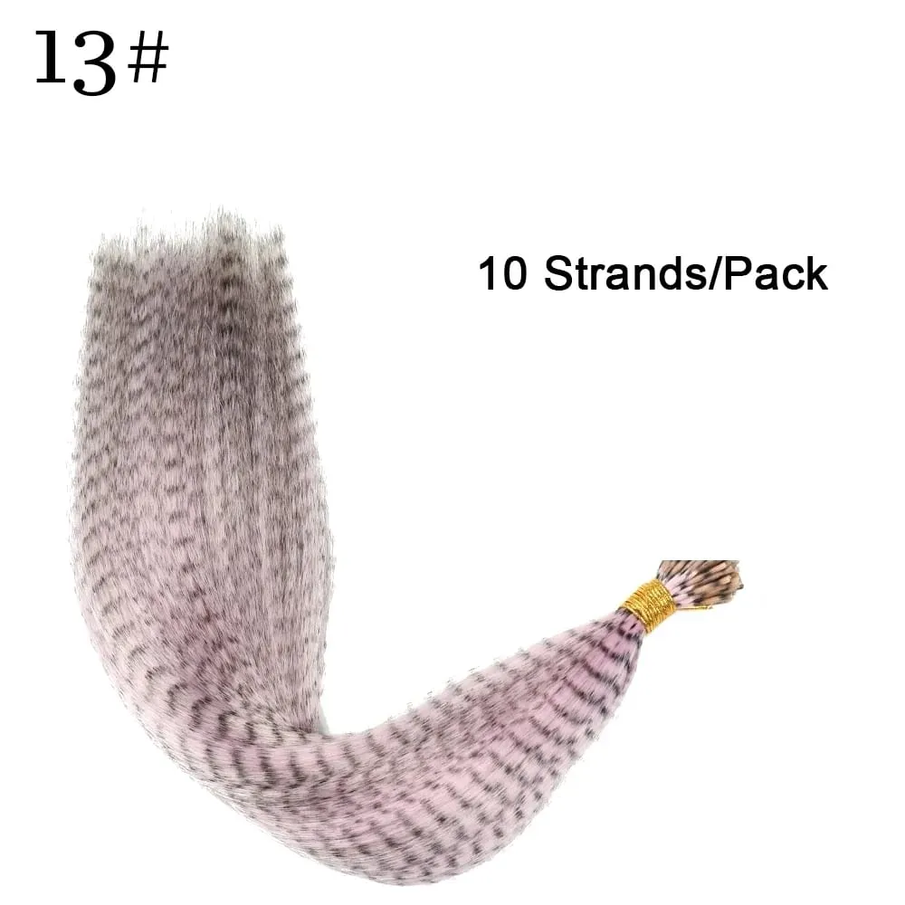Synthetic Colored I-Tip Faux Feather Hair Extensions 16" 10 Strands/Pack Women's Heat Resistant Fiber Wig Accessories — image 19