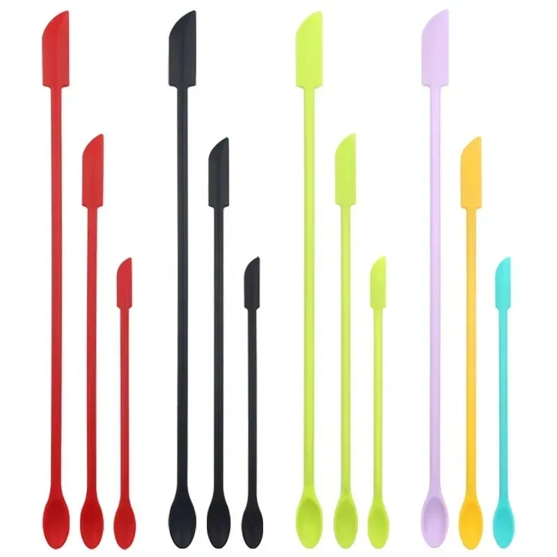 Cosmetic Bottle Silicone Mini Scraper 3-Piece Set Double-End Spatula for Baking Jam and Cream — image 1