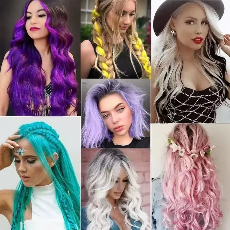 Three-color gradientSparkle Hair Extensions Clip In Rainbow Synthetic Sparkle Hair Tinsel Heat Resistant Sparkle Hair Extensions — image 5