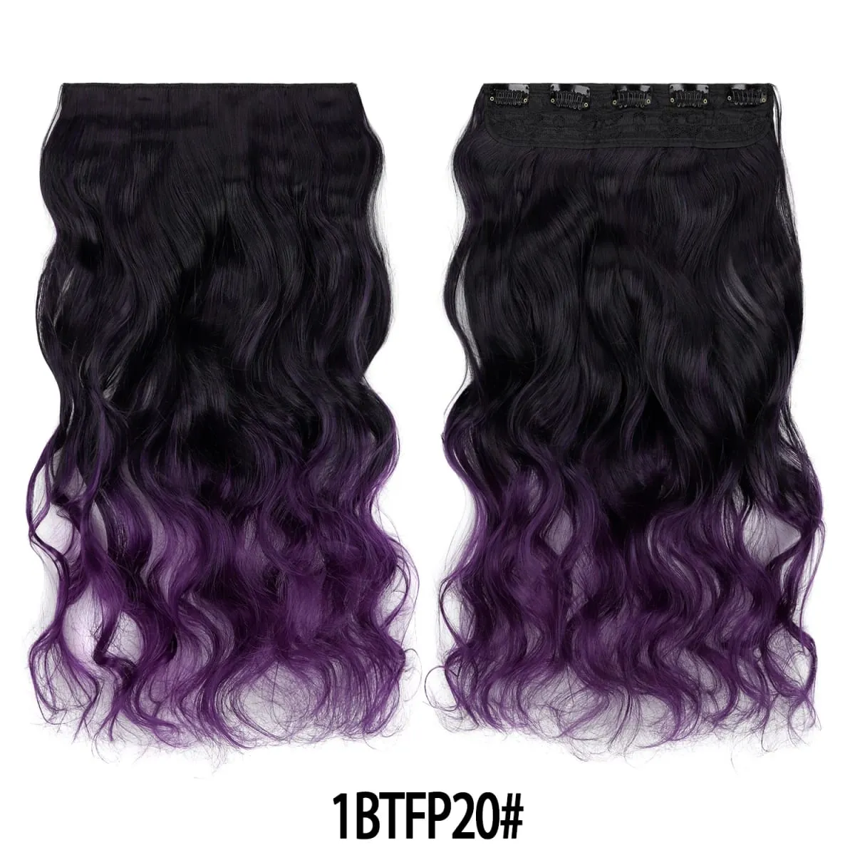 Jeedou uma peça 5 clipes ondulado ombre clipe em extensões de cabelo longo onda de água cabelo encaracolado sintético pedaço arco-íris colorido cabelo — image 18