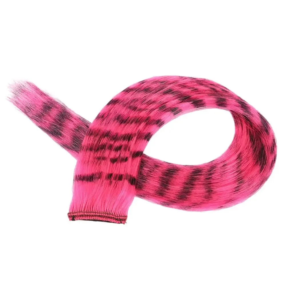 1Pc Clip-in Stripe Printed Synthetic Hair Colorful Long Straight Hair Pieces clip in Hair Extensions for Daily or Christmas wear — image 17