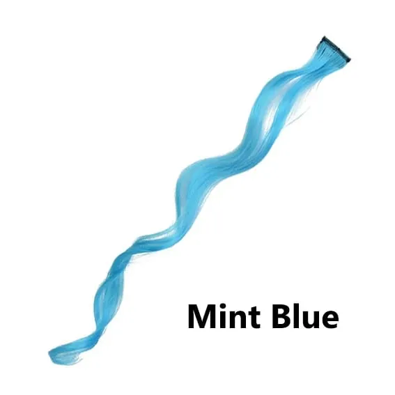 12 Colors Straight Curly Hair Synthetic Hairpieces Clip-In One Piece Pure Color Synthetic Hair Extension Pieces — image 8