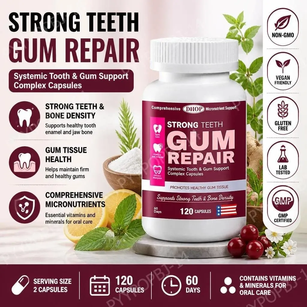 Strong Teeth Capsules Support Tooth Enamel and Gum Tissue Health with Vitamin C Vitamin D3 K2 Calcium and Zinc 120 Capsules — image 1