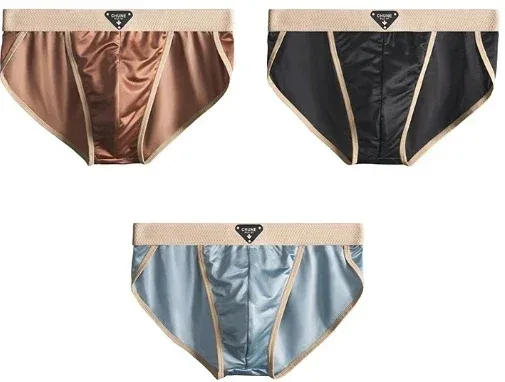 1/3PCS Panlalaking Briefs Ice Silk Satin-like Brief Panlalaking Panlalaki Summer Breathable Quick Drying Panty Sexy U Pouch Underwear