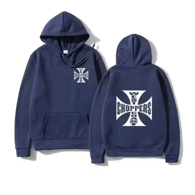 West Coast Iron Cross Helikopter Dicetak Pria Berkerudung Fashion Kaus Keren Uniseks Fashion Bulu Kebesaran Hoodie Pakaian Jalanan — image 8