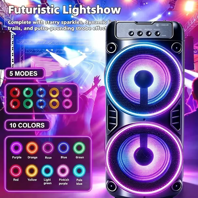 Professional Large Bluetooth Speaker Portable Design Featuring JBL Subwoofer Party Box LED Lights Compatible with BT/USB/TF/AUX/FM/TWS/MIC/EQ Functions Professional Karaoke. Ideal Gift for Birthdays Christmas and New Year — image 7