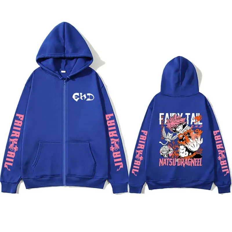 Anime Fairy Tail Zipper Hoodie Manga Natsu Dragneel Graphic Print Zip Up Jacket Coat Men Women Fashion Casual Oversized Hoodies — image 5