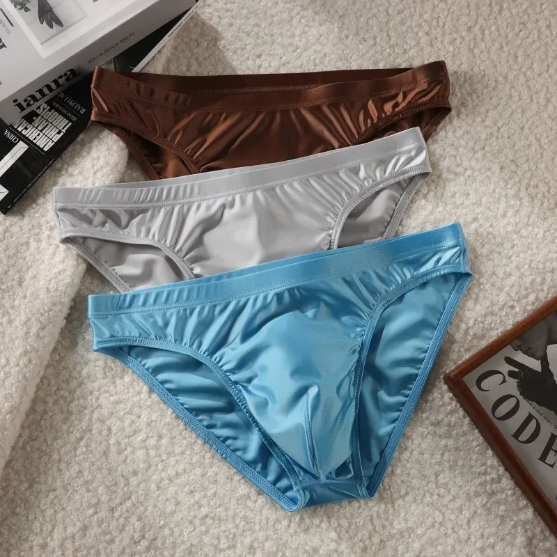 Men Solid Briefs Underwear Man Sexy Glossy Underpants Cuecas Calzoncillos Ropa Interior Hombre Slips Male Pouch Panties — image 7