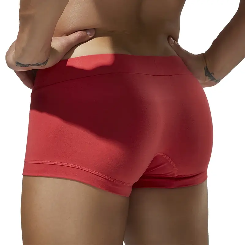 Men's solid color flat underwear, comfortable and breathable, high elasticity flat cut shorts — image 5