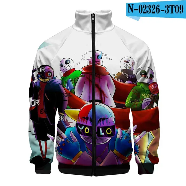 Luxo popular sans undertale 3d impressão zíper raglan jaqueta blusão meninos/meninas confortáveis gola jaquetas casacos — image 39