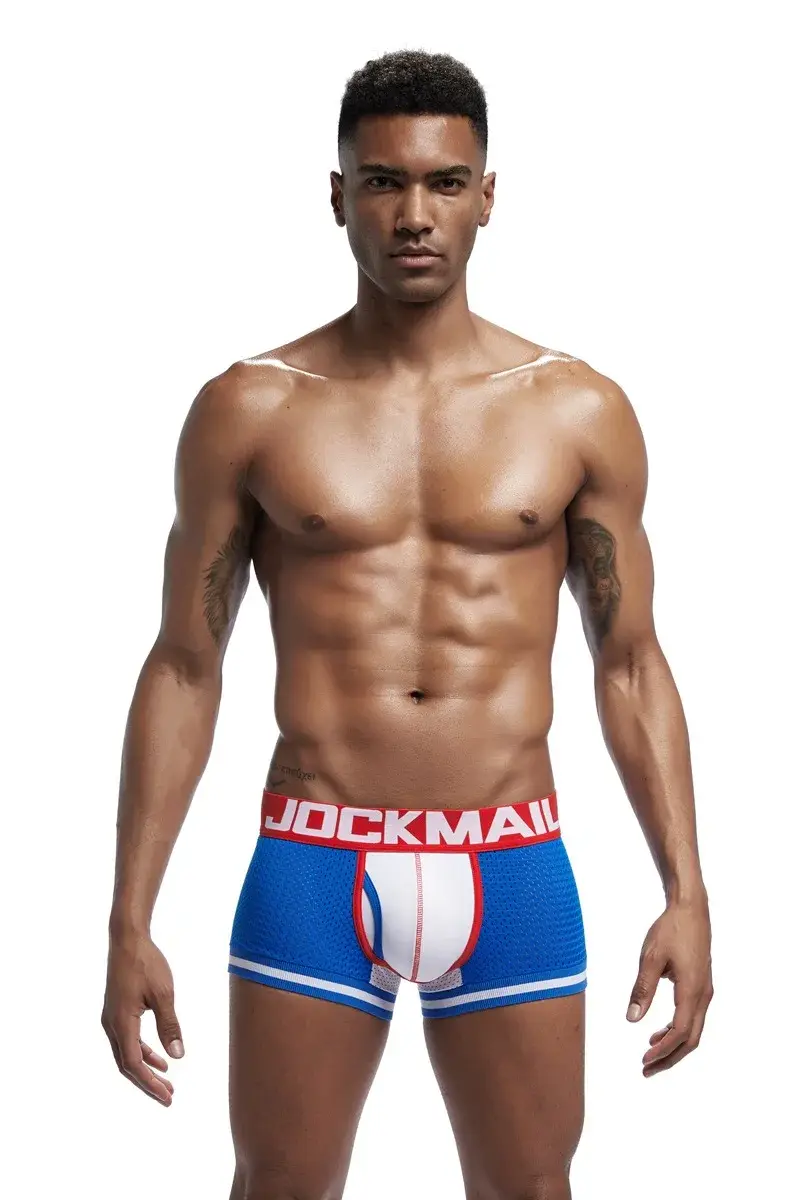 Jockmail 남자 복서 메쉬 속옷 통기성 편안한 부드럽고 편안한 스포츠 반바지 성인 남자 팬티 의류 란제리 — image 7