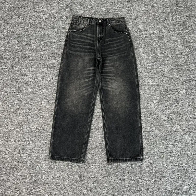 Heavy Embroidery Flowers Derschutze Mens Jeans Men Women 1:1 Best Quality Vintage Derschutze Womens Straight-leg Denim Pants — image 10