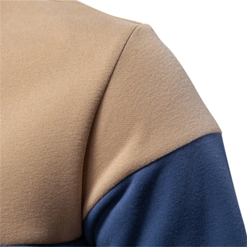 Nova primavera masculina com capuz de mistura de algodão em bloco colorido para negócios estilo casual moletom de manga comprida — image 26