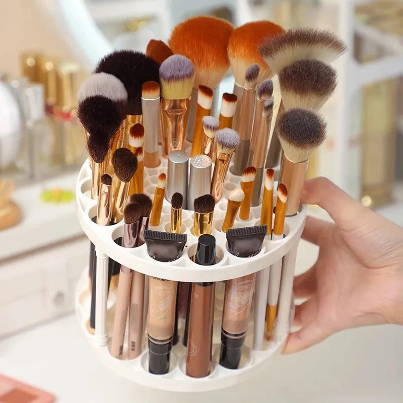 45-Hole Rotating Makeup Brush Stand – Keep Brushes Visible & Within Reach Beauty Storage Organizer — image 3