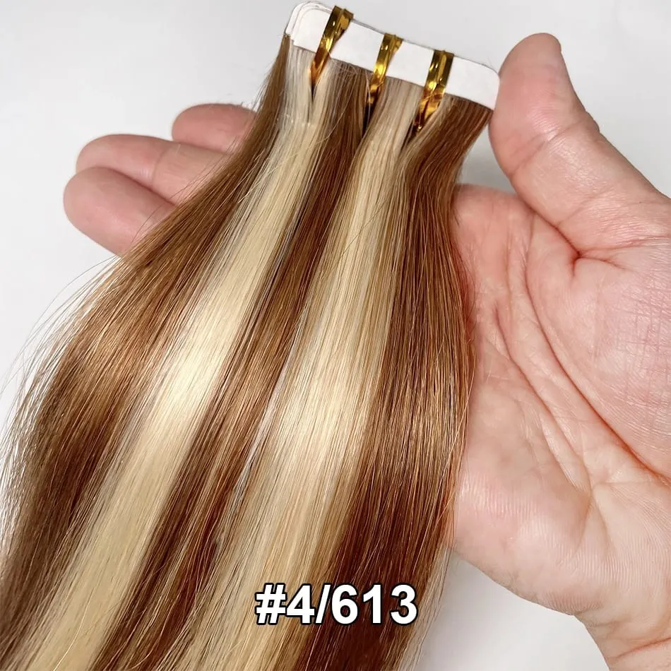 Full Shine Tape In 100% Remy Human Hair Straight Double Sided Blonde Comfortable Silky Natural Tape Ins For Women — image 21