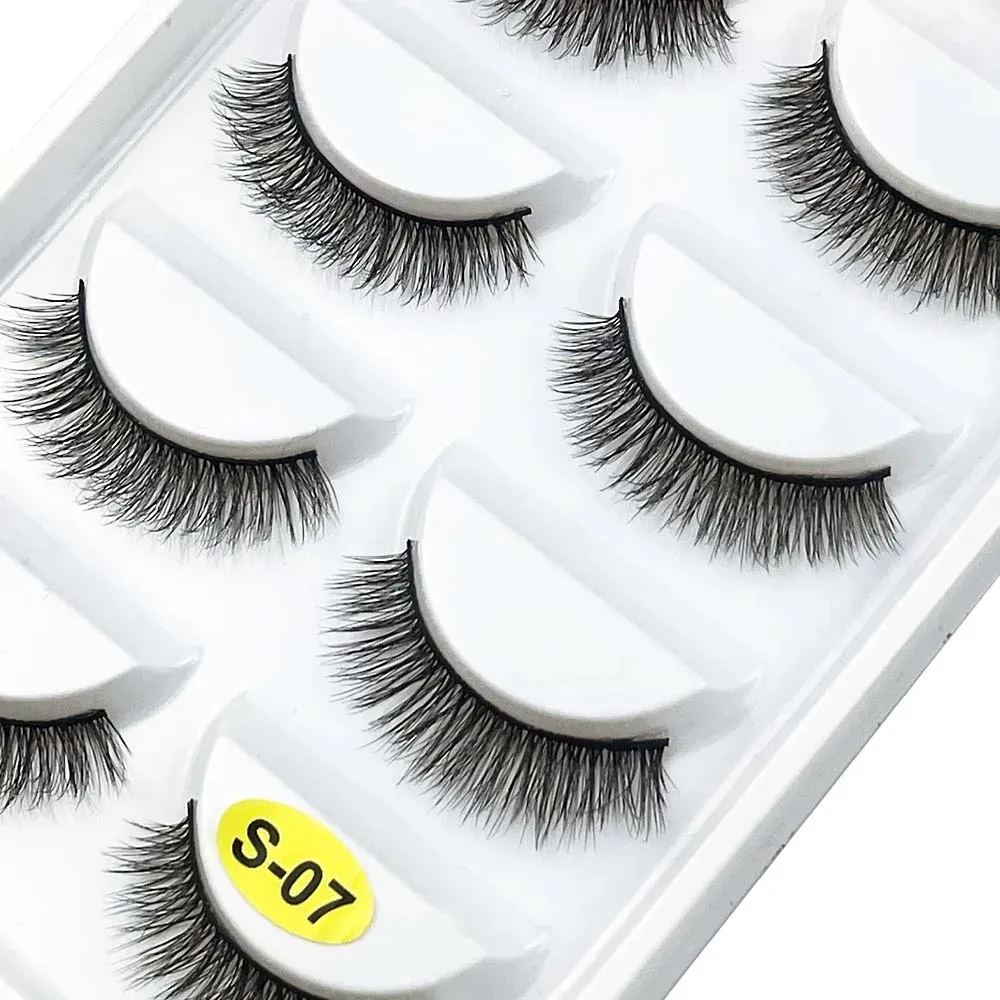 5 Pairs S03 Natural Looking 3D Mink Fake Eyelashes Makeup Tools Fluffy Style Water Mink Fur False Eyelashes for Eye Makeup — image 4