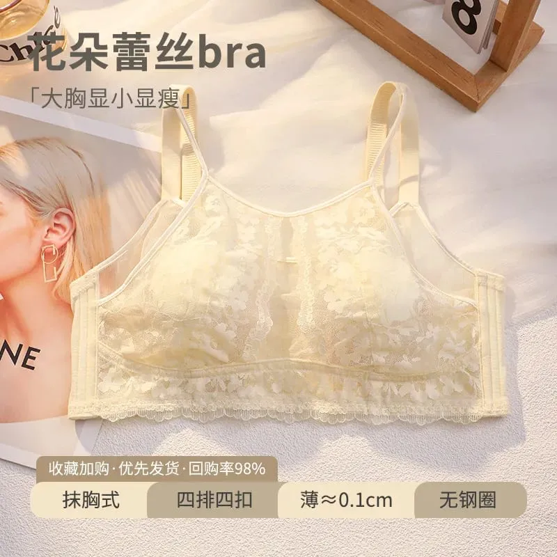French Style Lace Strapless Bra Women Large Breast Minimizer Slimmer Sexy Beautiful Back Intimates Lingerie Size 34-44 M-XXXXL