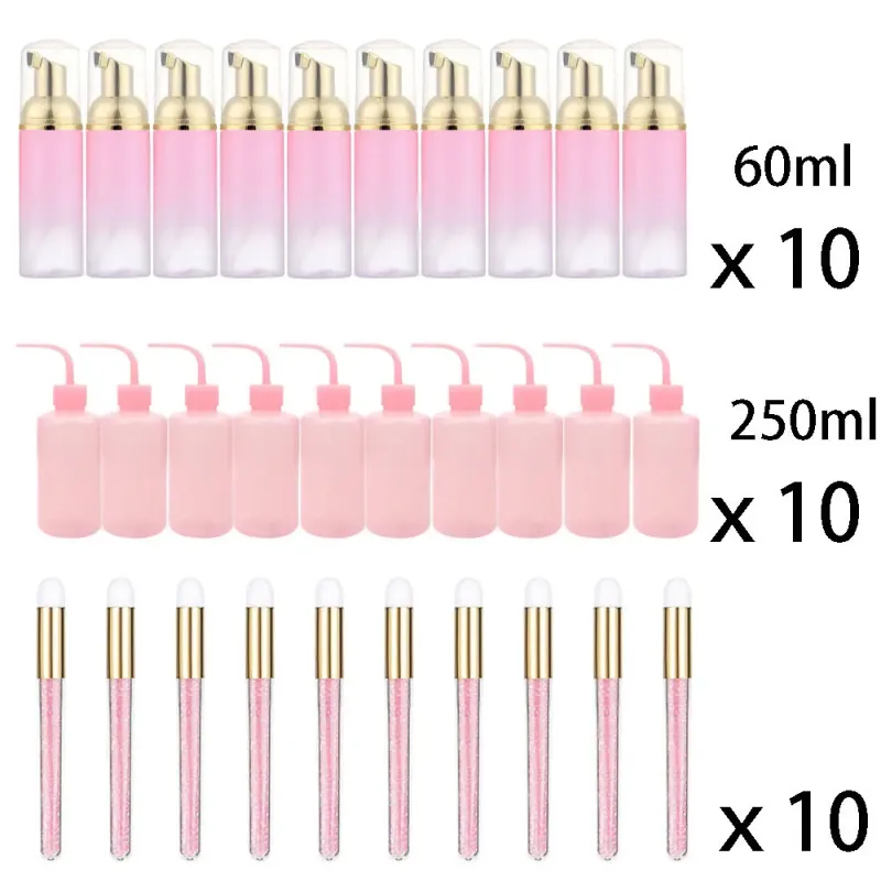 60ml 리필 가능 누출 방지 빈 폼 무스 펌프 병 래쉬 익스텐션 클렌징 키트 소프트 브러시 250ml 린스 병 미용 도구 — image 12