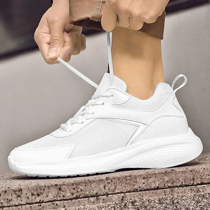 Men Fashion Height Increasing Sneakers Breathable Mesh Height Increase Shoes Microfiber Sole Comfortable Outdoor Walking Shoes — image 3