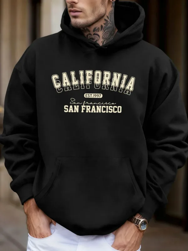 California San Francisco Est 1997 Print Soft Loose Hoodies Fleece Autumn Sportswear Men'S Sport Jogging Sweatshirts Comfy Tops — image 1