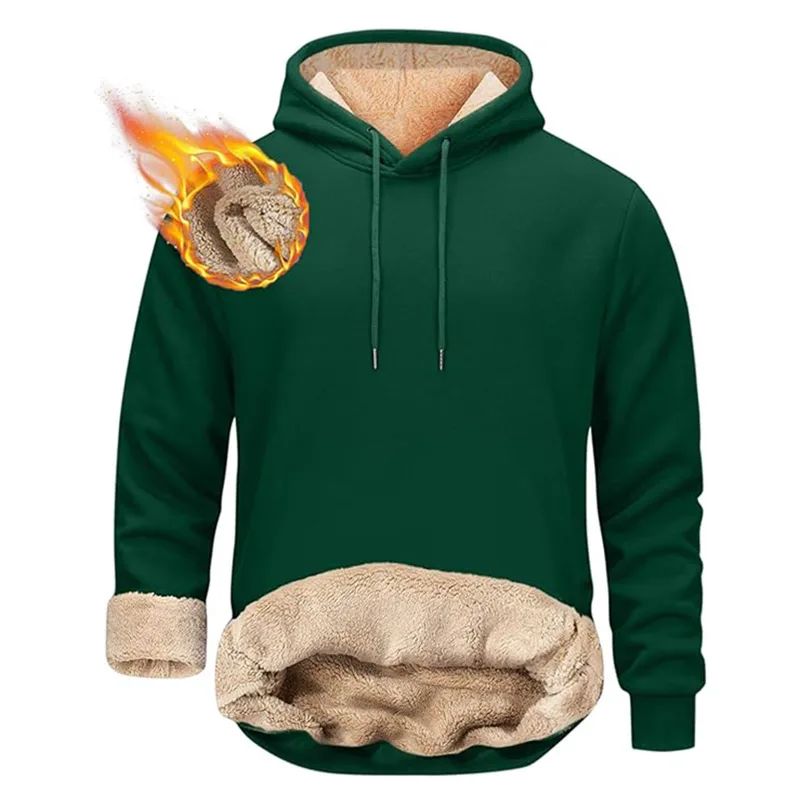 Vinter Varma Luvtröjor Herr Sport Tjocka Sweatshirts Vindtät Thermal Casual Enfärgad Lös långärmad tröja Streetwear — image 4