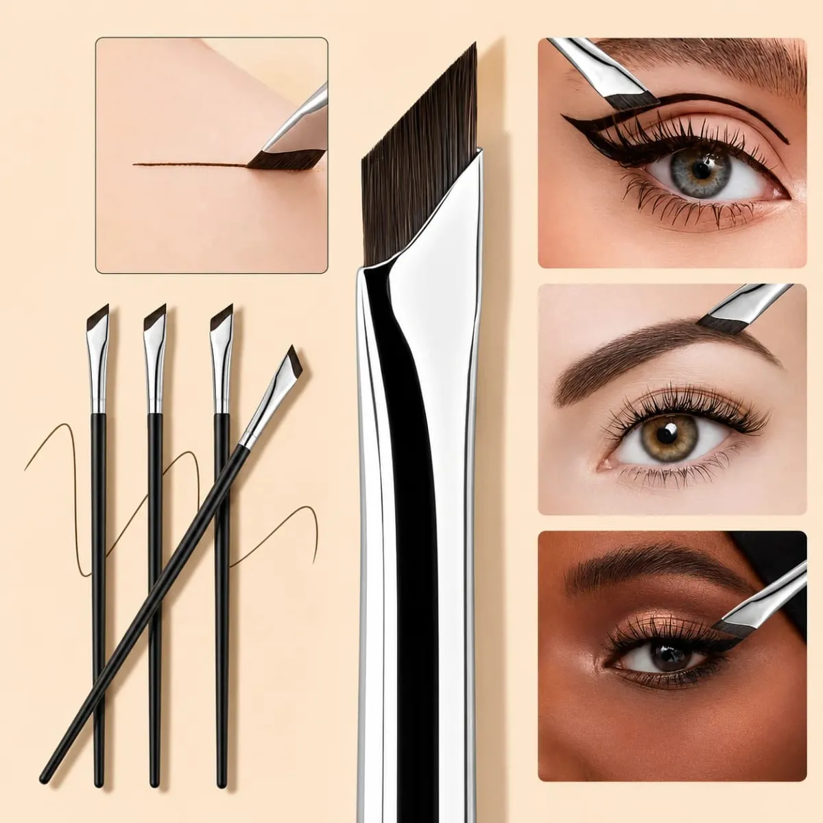 5/7-teiliges Präzisions-Augen-Make-up-Pinsel-Set | Sense- und abgewinkelte Eyeliner-Augenbrauenpinsel mit umkehrbarem Design mit langem Griff — image 3