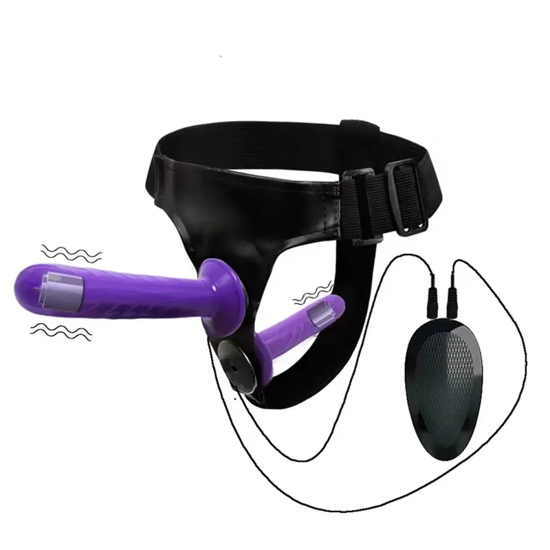 Vibrating Double Penetration Strap On Dildo Harness Adjustable Belt Dual Ended Anal Plug Sex Toy for Couples Remote Control A — image 15