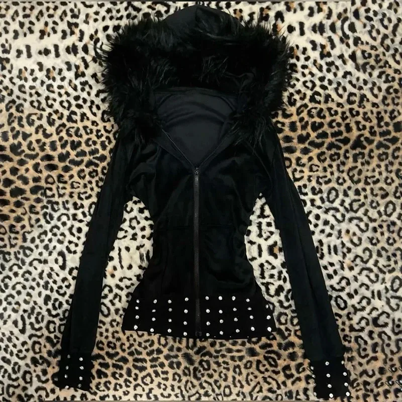 Gótico punk grunge y2k unissex moletom com capuz 2025 novo outono inverno chique cardigan moletom americano retro hip-hop estética streetwear — image 5