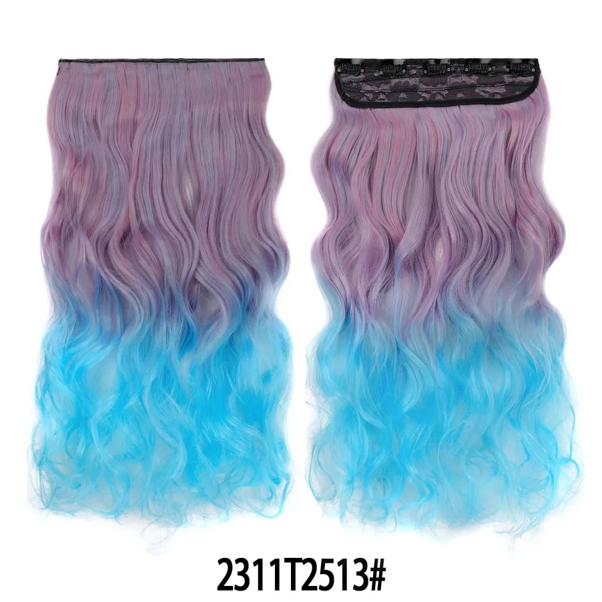 Jeedou uma peça 5 clipes ondulado ombre clipe em extensões de cabelo longo onda de água cabelo encaracolado sintético pedaço arco-íris colorido cabelo — image 31