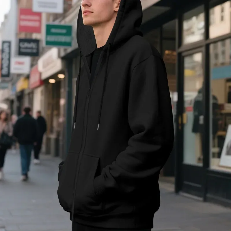 Ny 2026 mäns höst Fritidskläder Solid långärmad dragkedja Huvtröja Kappa Manmode Utomhus Sportkläder Huvtröjor Jackor — image 4