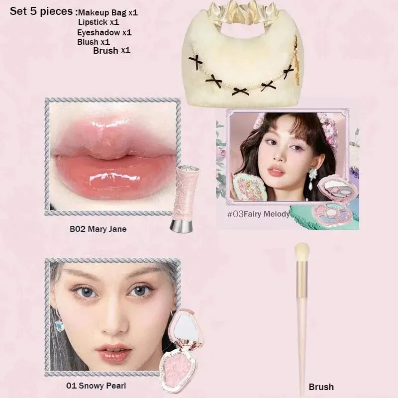 Flowerknows Makeup Set Gift Kit Shimmer Full Box Blush Long Lasting Velvet Lip Cream na may Bag Kit De Maquiagem — image 9