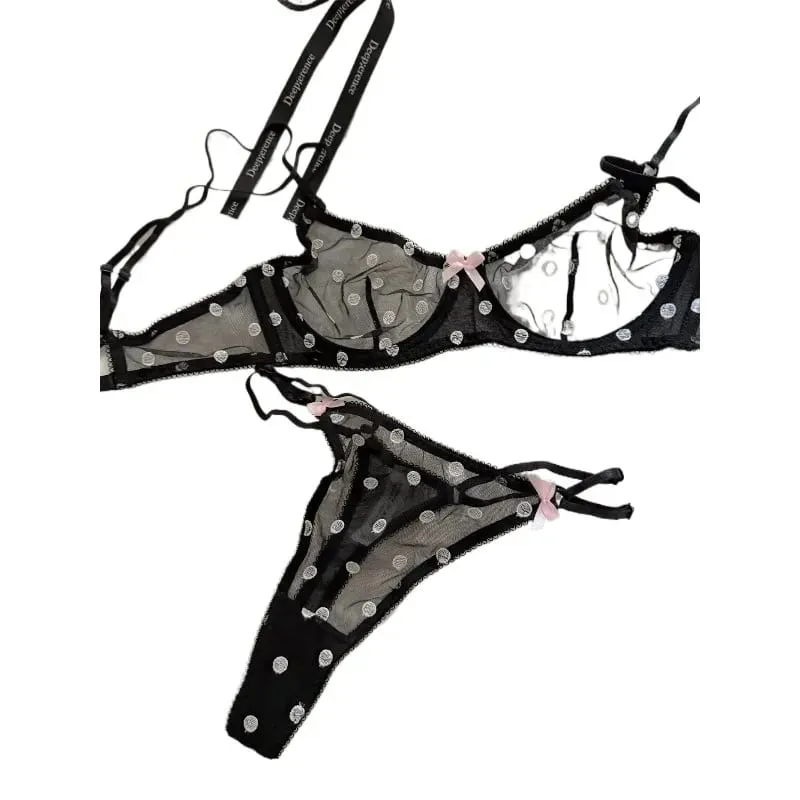Panty Bra Set Женский Бюстгальтер В Французском Стиле Тонкая Сетка Без Косточек Поддержка Большого Размера Tushy BANERDANNI — image 6