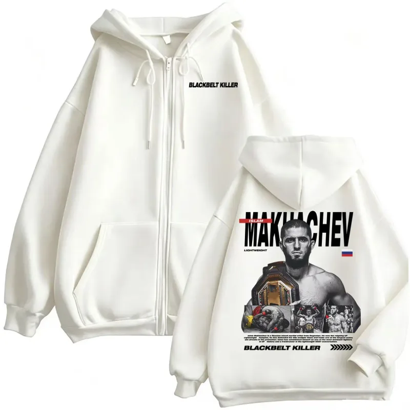 Islam Makhachev Blackbelt Killer Zip Up Hoodies Men Women Fashion Violence Aesthetic Sweatshirt Jacket High Quality Zipper Coats