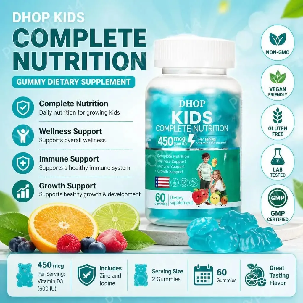 Kids Complete Nutrition Gummies with Vitamin D3 Zinc and Iodine for Immune Support and Growth Support Daily 60 Gummies — image 2