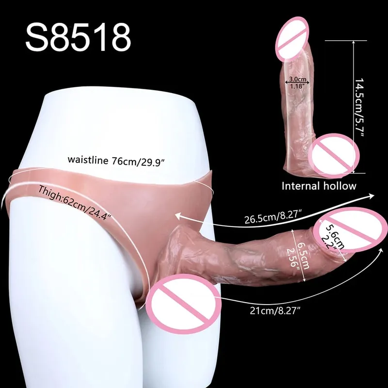 Thick Hollow Dildo Male Strap-On Huge Hollow Dildo Dick Extender Silicone Realistic Large Penis Sex Toy For Couples Sex — image 12