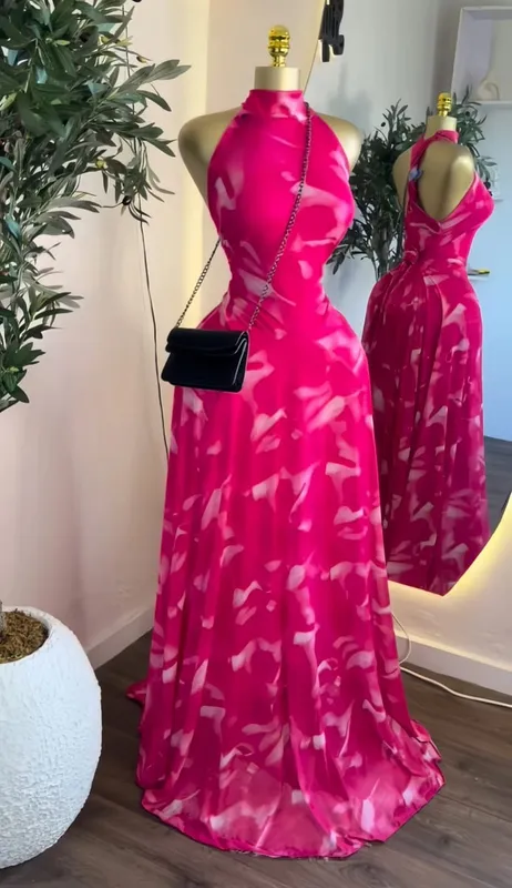Feminino impresso sem mangas com faixas ajuste e alargamento a linha maxi vestido 2026 streetwear praia férias vestidos longos — image 9