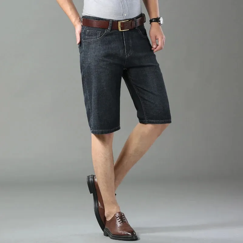 Summer Shorts Jeans Men Denim Pants Stretch Black Fashion Design Men's Jeans Slim Straight Male Short Jeans — image 9