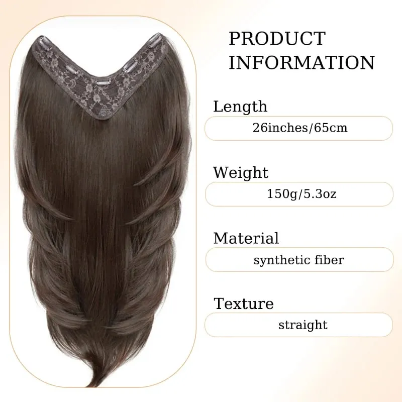 Clip in Hair Extensions Wig Synthetic Hairpiece High Layered Inward-Curled Hair Extensions with 5 Clips for Women Daily Use — image 3
