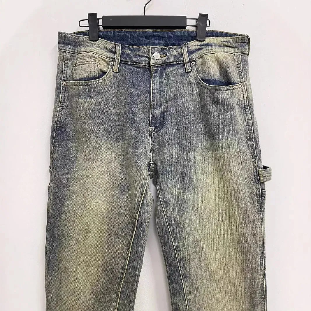 European American New Fashion Men's Solid Color Loose Straight Simple Basic Denim Trousers Mlae High Street Jeans Pants Clothes — image 4